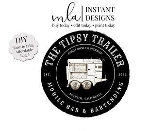 DIY Horse Trailer Logo - Editable Bar Logo, Boutique Logo, Premade Logo, Editable Mobile Bar Logo, DIY Trailer Logo, Camper Logo