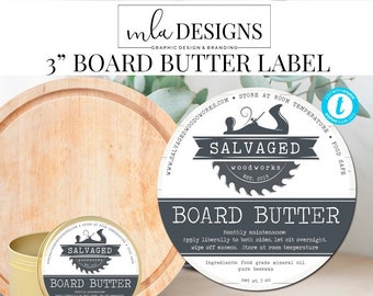 Board Butter Label, Cutting Board Care, DIY Round Label,  Round Label Template, DIY Round Sticker,  3 Inch Round Label,  Round Product Label