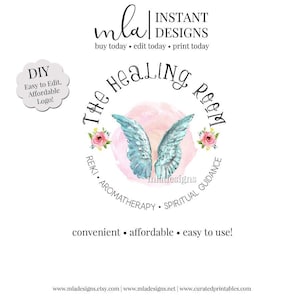 DIY Angel Wing Logo - Editable Wings Logo, Boutique Logo, Angel Wing Logo, Premade Logo, Editable Premade Logo, Boutique Branding