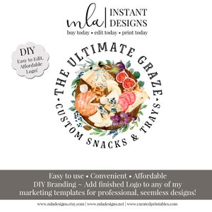 Charcuterie Logo - Editable Catering Logo, DIY Picinic Logo, Chef Logo, Premade Logo, Editable Logo, Party Logo, Charcuterie Board Logo