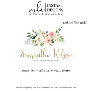 Editable Logo Template, DIY Florals & Arrow Logo, Logo, Floral Logo, DIY Logo Template, Photographer Logo, Editable Premade Logo, Editable