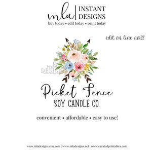 Editable Logo Template, DIY Florals & Arrow Logo, Logo, Floral Logo, DIY Logo Template, Premade Logo, Editable Premade Logo, Editable Logo