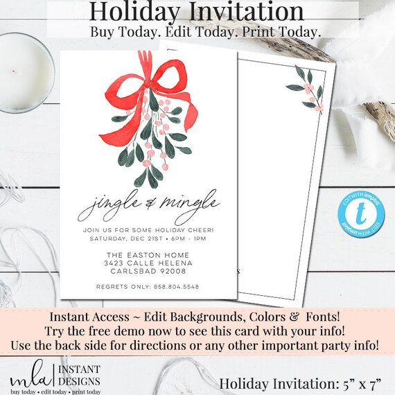 Christmas Party Invitation Printable Invite Holiday Party | Etsy