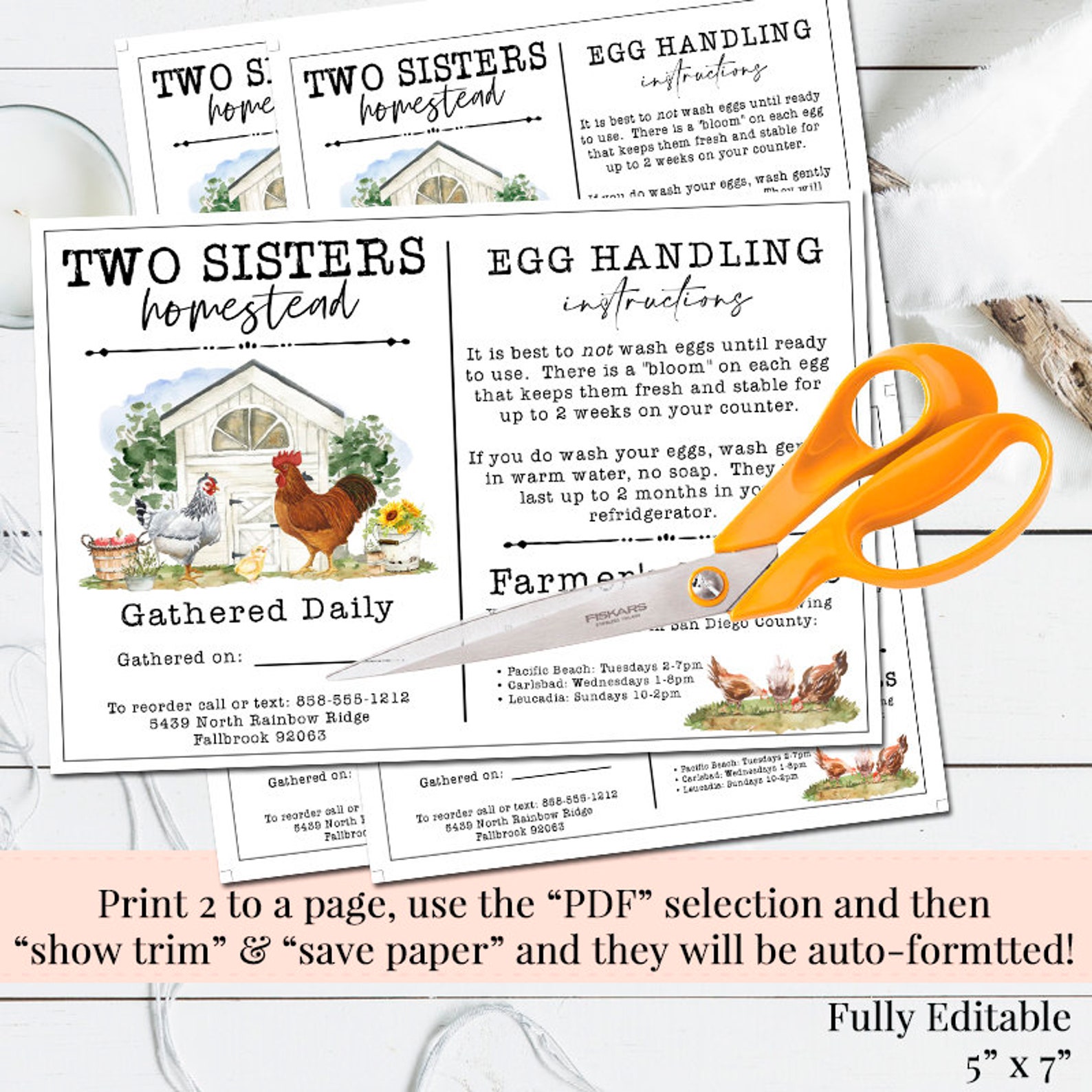 Egg Handling Instructions Editable Egg Carton Label Farmers - Etsy