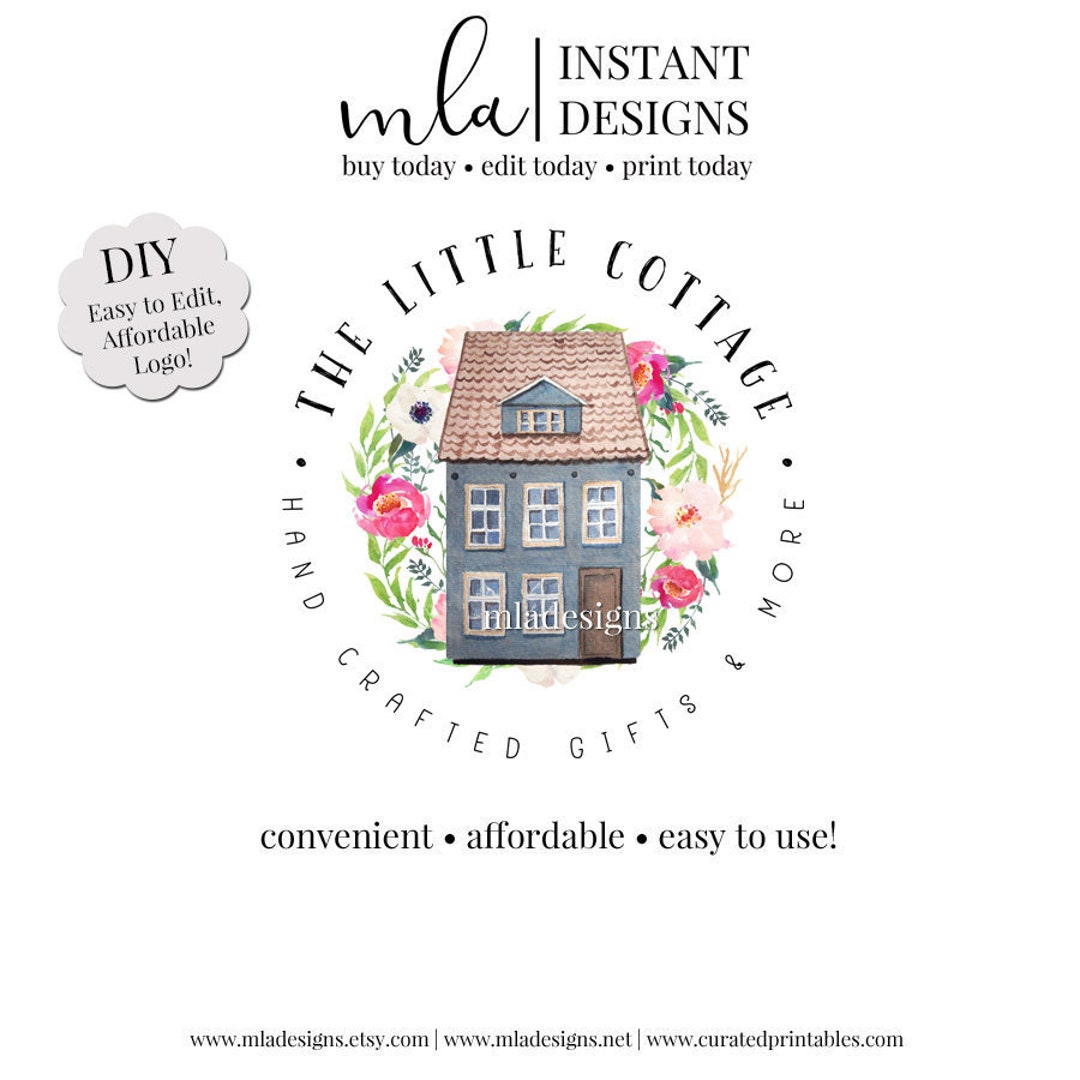 DIY Cottage Logo Editable House Logo, Boutique Logo, Cottage Door Logo ...