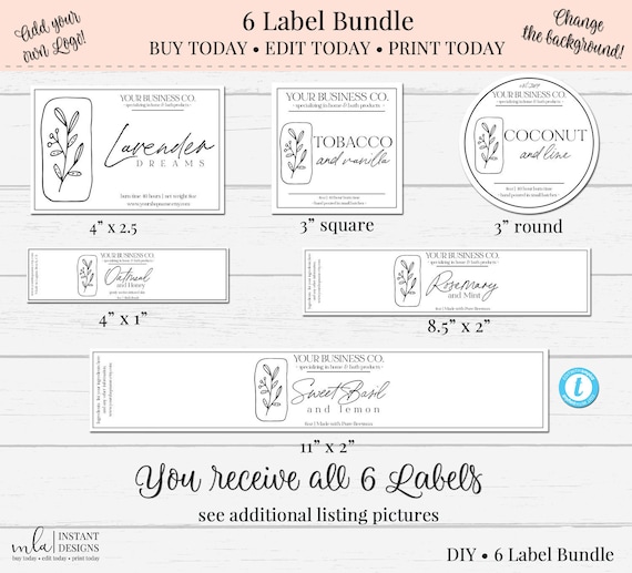 2 Inch Square Labels Editable Labels DIY labels Candle Labels DIY Candle Labels Product Labels Editbale Product Labels Product Label