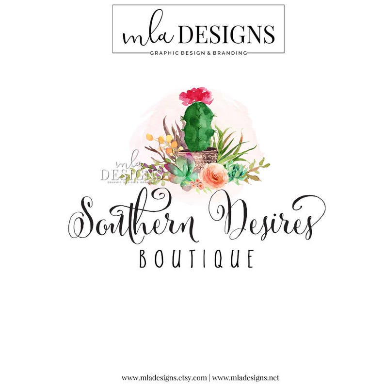 Cactus Logo Succulent And Floral Logo Premade Boho Logo Etsy