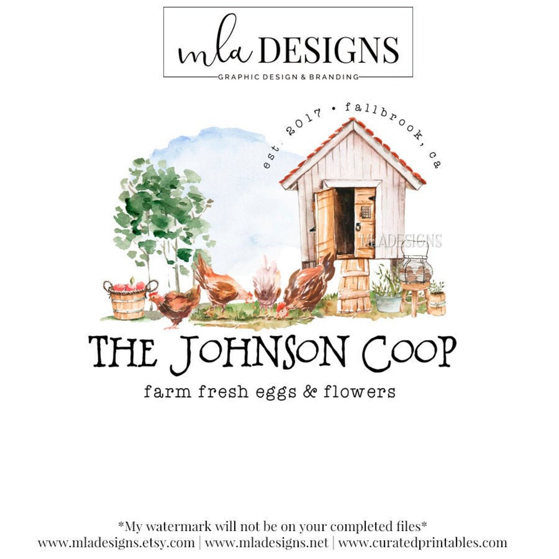 Chicken Logo Farmhouse Logo Chicken Coop Logo Farm Floral Etsy