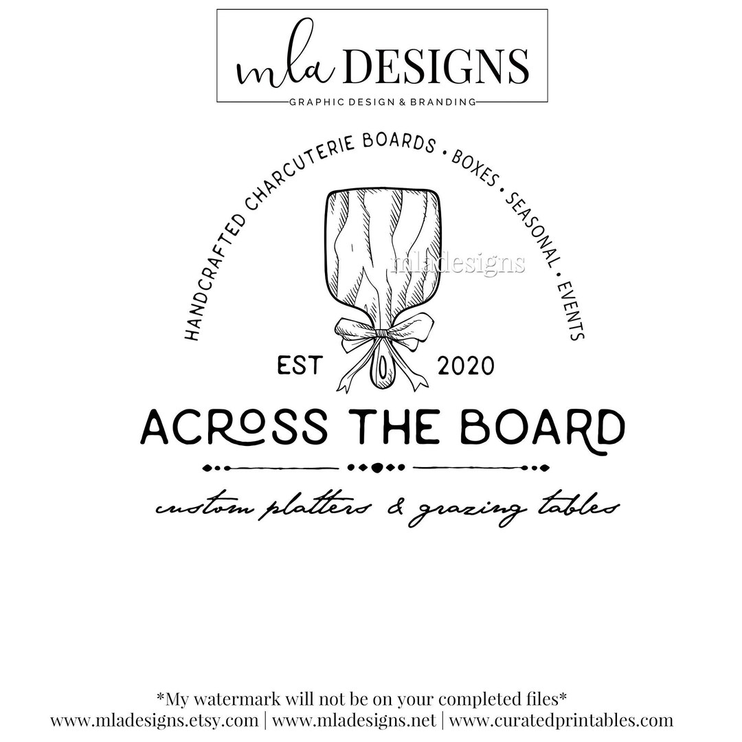 Charcuterie Board Logo, Charcuterie Logo, Cutting Board Logo, Caterer Logo, Typography Logo
