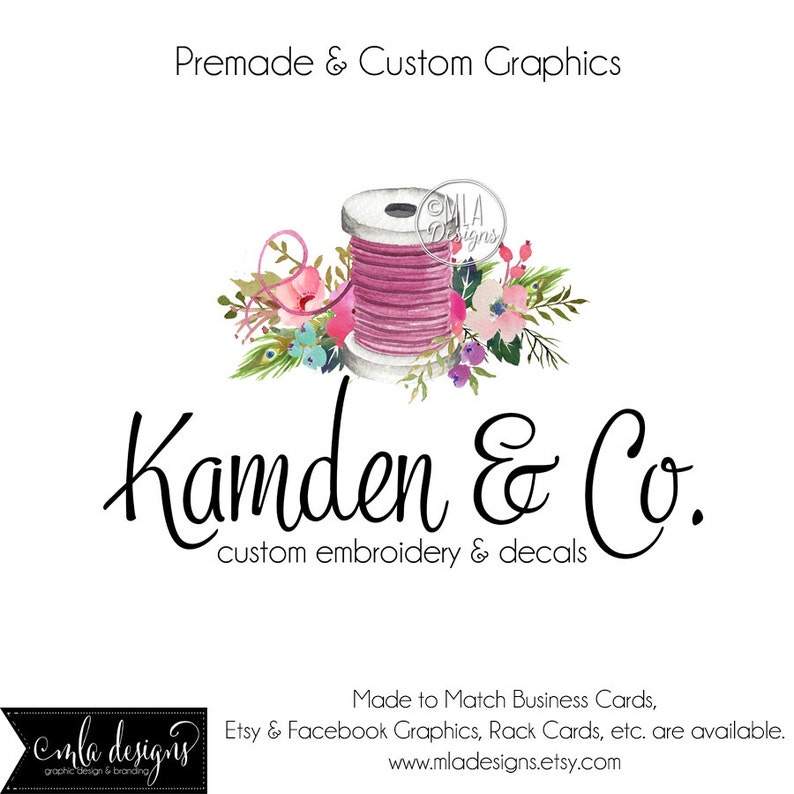 Sewing Logo Seamstress Logo Premade Watercolor Logo Sewing | Etsy