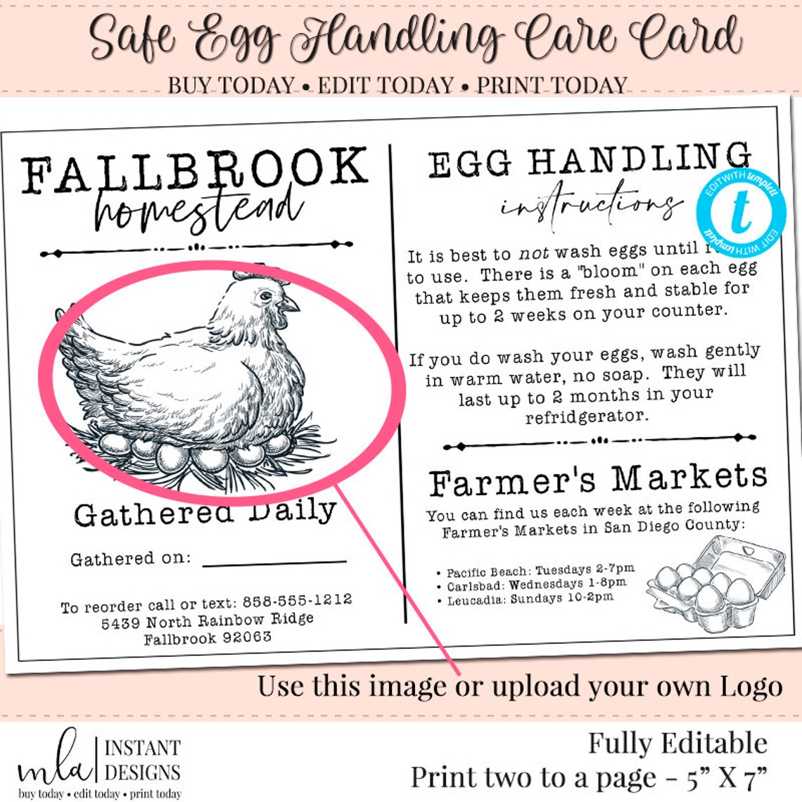 Egg Handling Instructions Editable Egg Carton Label Farmers - Etsy Canada