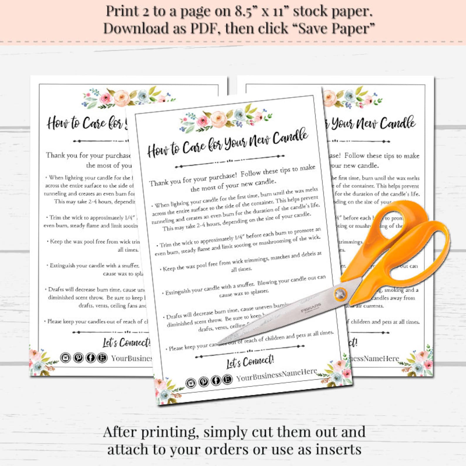 Candle Care Instructions Candle Care Insert DIY Care Card Etsy