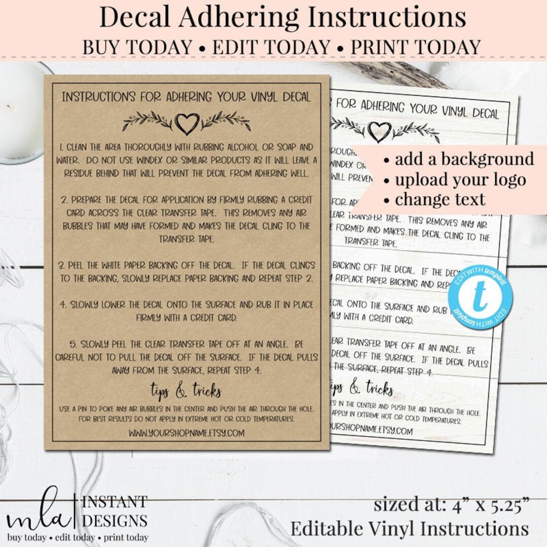 DIY Vinyl Instructions, Decal Instructions, Adhering Your Decal