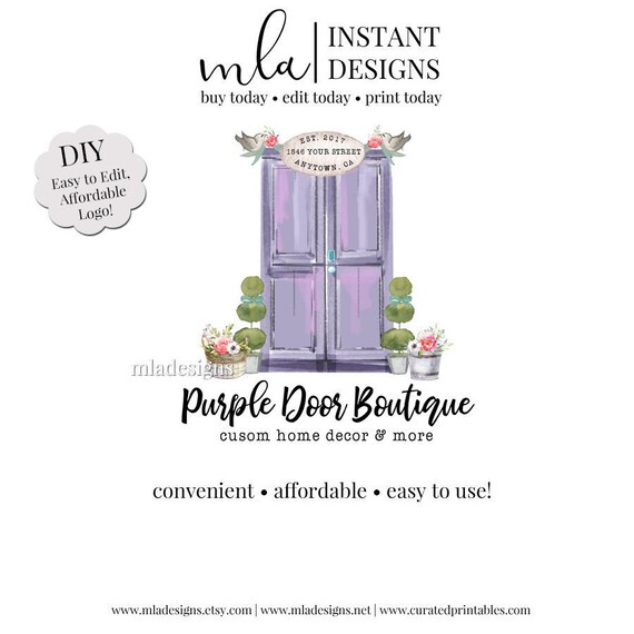 Diy Door Logo Purple Door Logo Home Logo Home Decor Logo Etsy