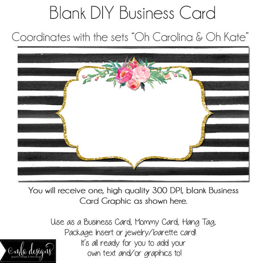 Floral Business Card Template Oh Carolina Oh Kate Made to - Etsy