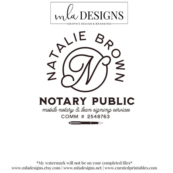 Notary Logo Notary Signing Agent Logo Real Estate Logo Name Etsy Denmark