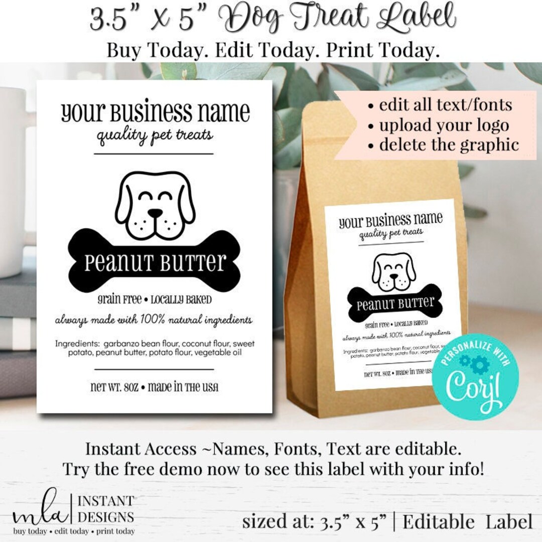 Dog Treat Label DIY Product Label Rectangular Label Template DIY 