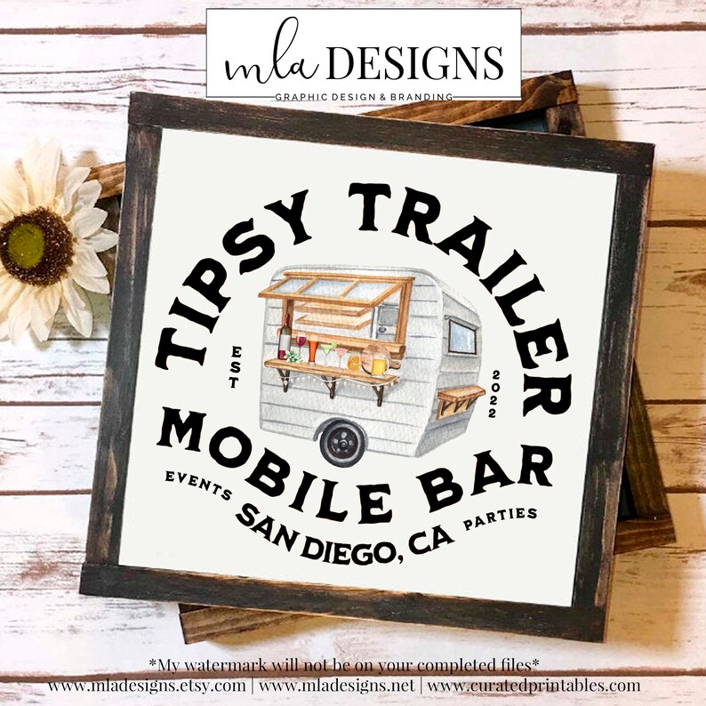 Bar Trailer Logo Mobile Bar Logo Trailer Bar Logo Catering Etsy
