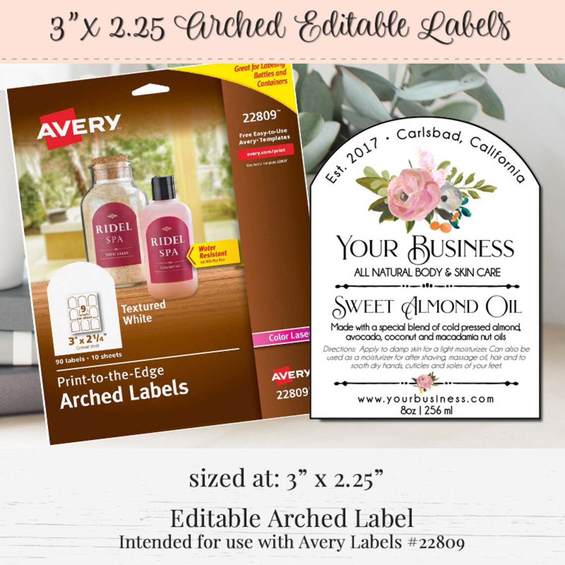 Editable Product Label DIY Arched Label Product Label Etsy