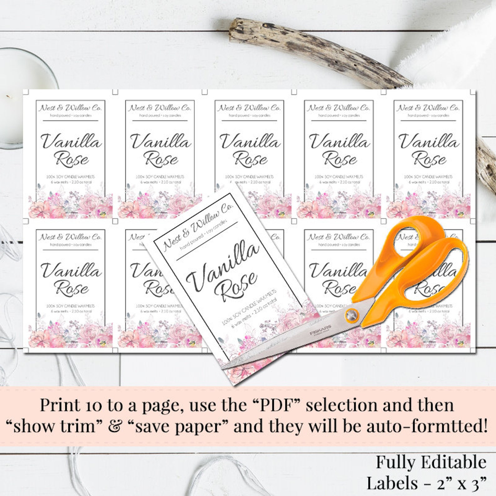 DIY Wax Melt Labels Candle Labels Product Labels Editable Etsy