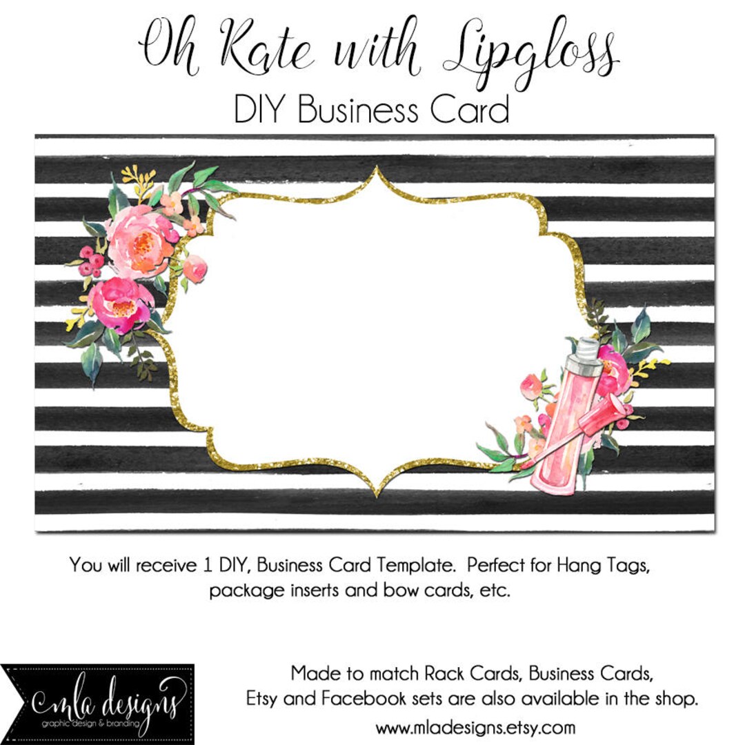 Business Card Template Oh Kate With Lipgloss Made to Match - Etsy