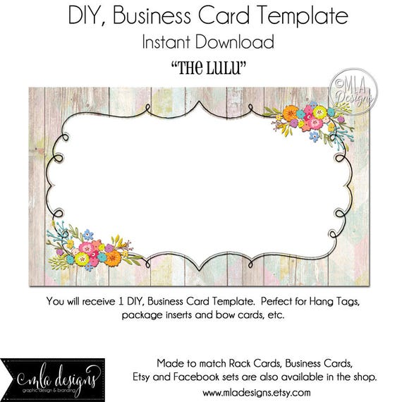 Dyi Blank Business Card Template The Lulu Made To Match Etsy