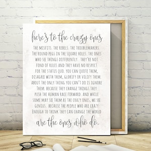 Printable Art 11 x 14 - Here&#39;s to the Crazy Ones, Instant Print, Poster, Frameable Art, Art Print, Printable Poster, Instant Download