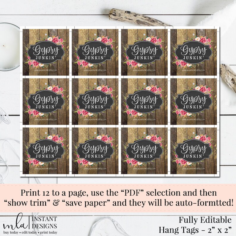 Editable Hang Tag DIY Hang Tag Swing Tag Logo Hang Tag Etsy