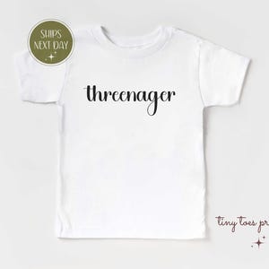 Threenager Toddler, Cute 3rd Birthday Shirt, Three Year Old Toddler, 3rd Birthday Girl Shirt, 3rd Birthday Boy Shirt, Third Birthday Outfit