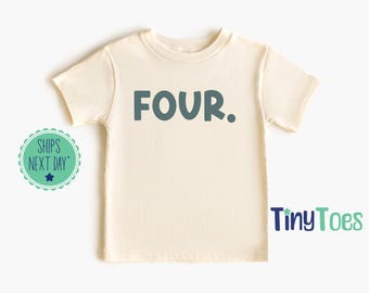 Camiseta de aniversário de quatro anos para menino, roupa para festa de 4 anos