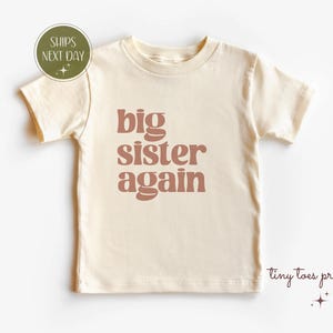 Big Sister Again Shirt, Big Sis T-Shirt, New Big Sister Tee, Pink Modern Design, Minimalist Toddler Girl T-Shirt, New Baby Announcement