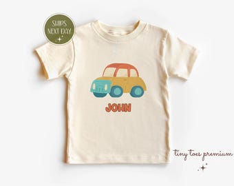 Personalized Retro Car Kids Shirt: Vintage Vehicle Tee, Little Racer Gift