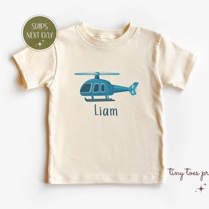 Custom Helicopter Shirt for Kids, Personalized Name Baby Tee, Aviation Toddler Gift, Blue Chopper Baby Shirt, Little Pilot Outfit