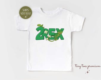 Koszulka z okazji drugich urodzin z dwoma dinozaurami Rex: T-Rex dla chłopców