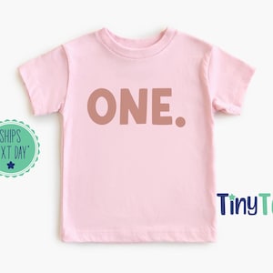 First Birthday Toddler Shirt, Girls Pink Groovy 1ST Birthday Kid&#39;s Tee, One Birthday Party Theme, Boho Natural Toddler & Youth Tee