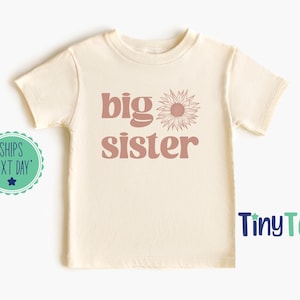 Big Sister T-Shirt With Flower, Pregnancy Announcement, Big Sister Reveal, I&#39;m Going to Be a Big Sister Gift, Big Sister Gift