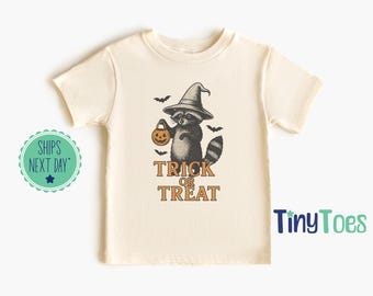Trick or Treat Raccoon Shirt: Spooky Halloween Tee, Baby Onesie