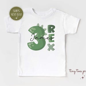 Personalized 3 Rex Dinosaur Birthday Shirt: Boys Third Birthday Tee