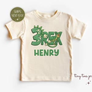 Personalized 3 Rex Dinosaur Birthday Shirt: Boys Third Birthday Tee