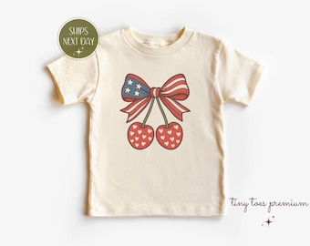 America Cherry Bow-babyromper: patriottisch cadeau voor 4 juli