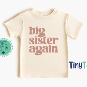 Big Sister Again Shirt, Big Sis T-Shirt, New Big Sister Tee, Pink Modern Design, Minimalist Toddler Girl T-Shirt, New Baby Announcement