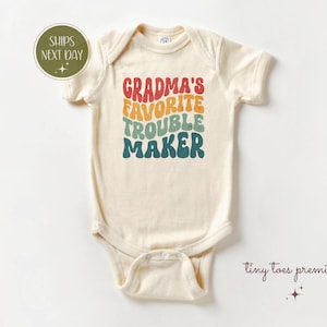 Grandma&#39;s Favourite Trouble Maker Baby Onesie®, Funny Baby Toddler Shirt, Baby Announcement Onesie®, Cute Newborn Baby, Gift for New Grandma