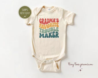 Grandma's Favorite Trouble Maker Baby Onesie: Funny Newborn Gift