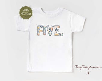 Fifth Birthday Shirt: Vintage Natural Toddler Tee - Handmade