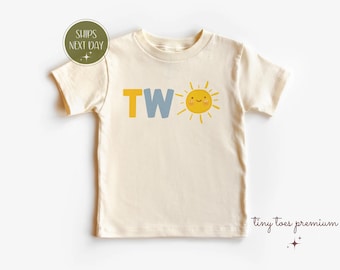 Camiseta Boho Sun para segundo cumpleaños: camiseta para niño hecha a mano
