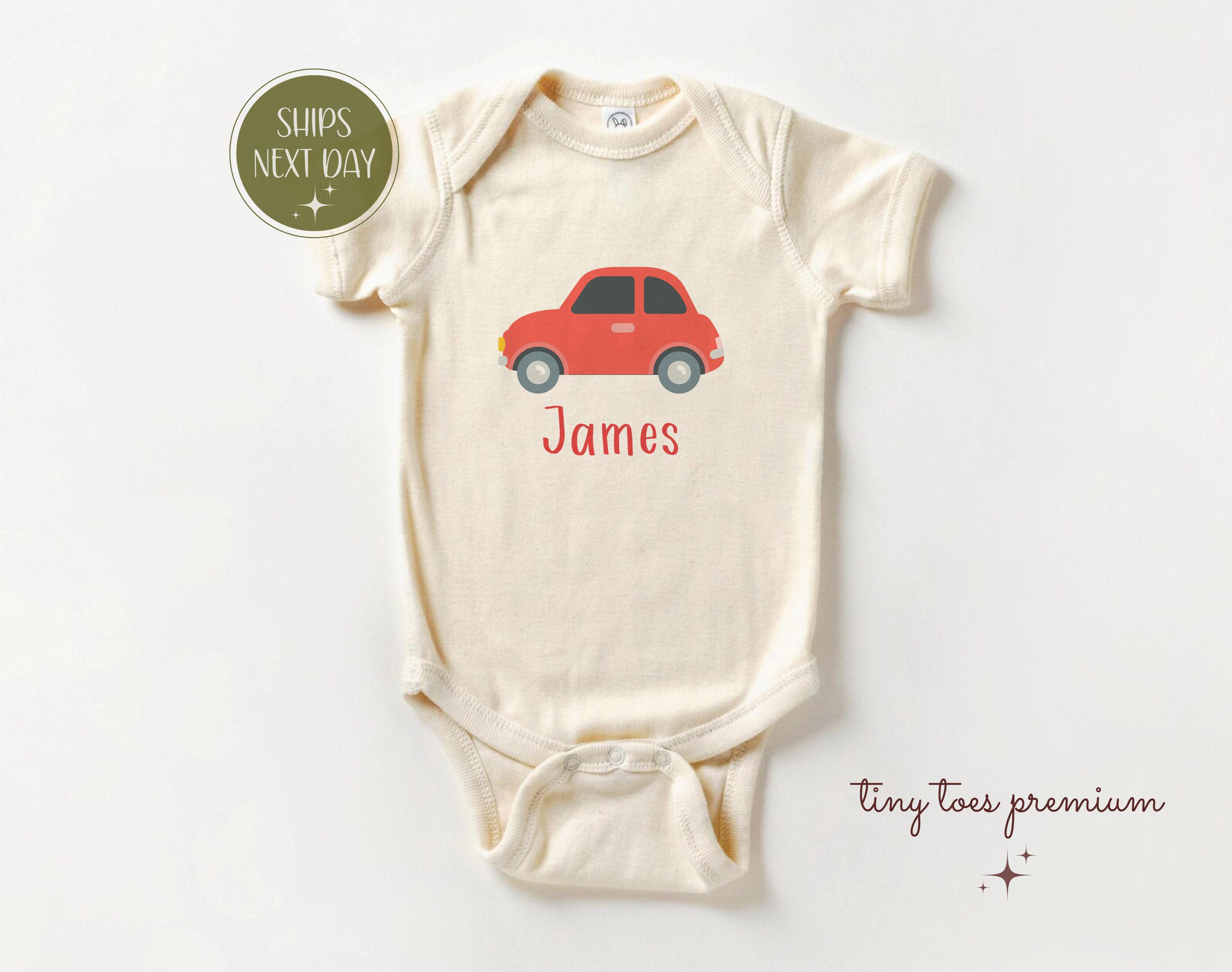 Custom Red Car Baby Shirt: Personalized Vehicle Tee