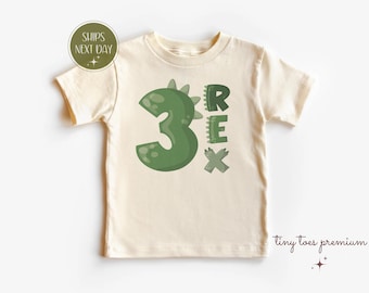 Three Rex Birthday Shirt: 3rd Birthday Dinosaur Tee
