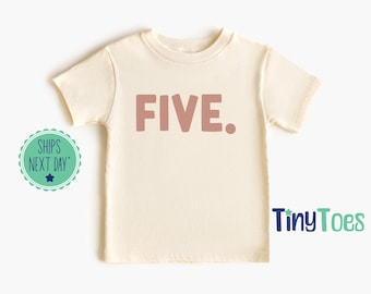 Fifth Birthday Shirt: Vintage Natural Toddler Tee, 5 Year Old