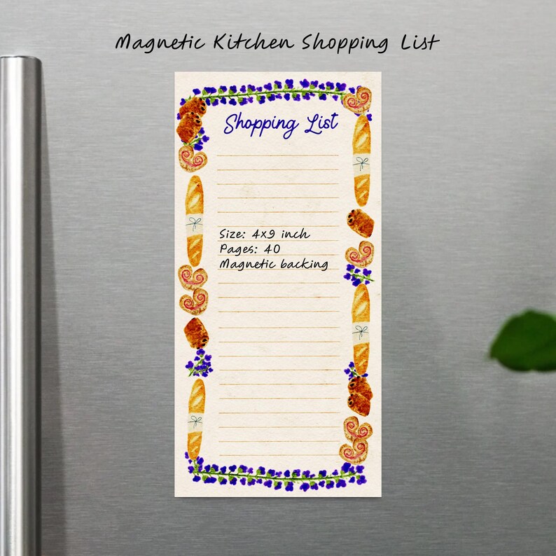 French Bakery Magnetic Grocery List 4x9 Magnetic Shopping List Fridge ...