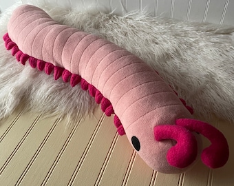 Dusty Rose Millipede Plush, Millipede Toy, Plush Bug, Plush Insect